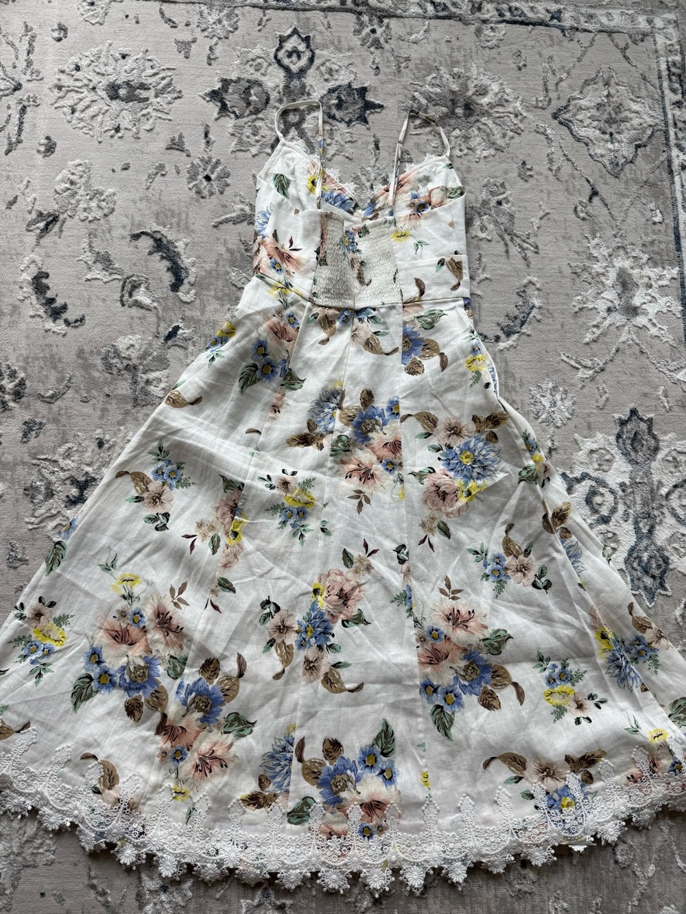 Zimmermann Lace Trim Floral Print Linen Sundress - Picture 9 of 10